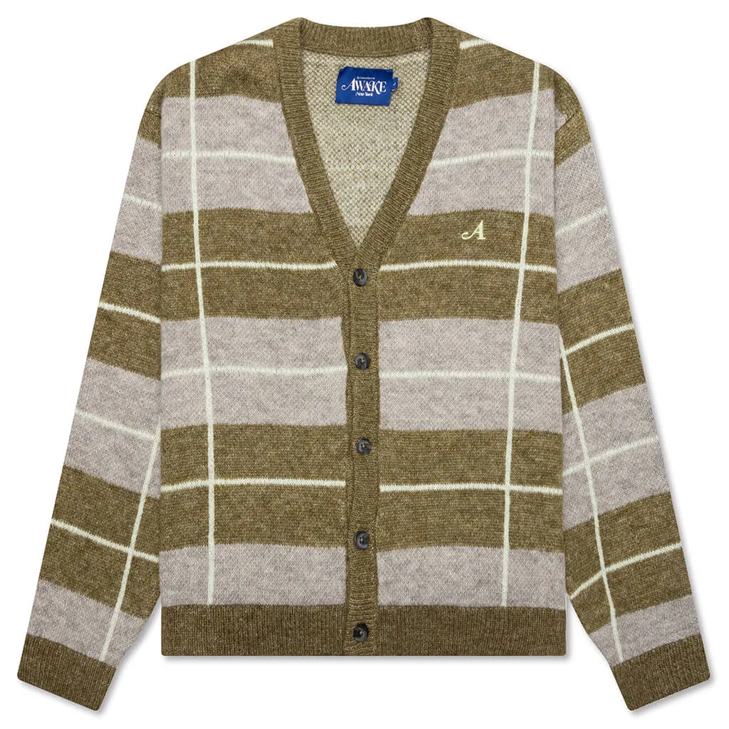 Windowpane Mohair Cardigan - Sage Multi