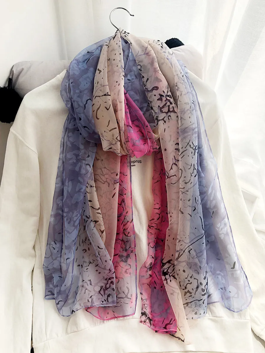 Women Colorblock Print Travel Shawl Scarf SC1037