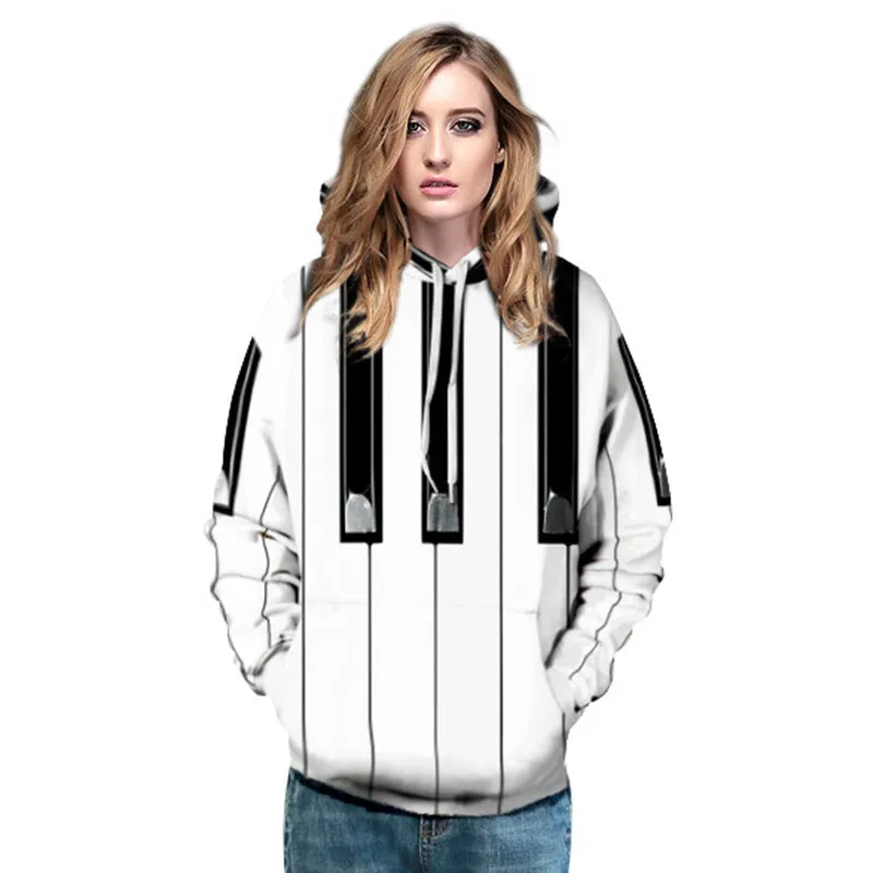 Women's 3D Piano's Keyboard Hoodie