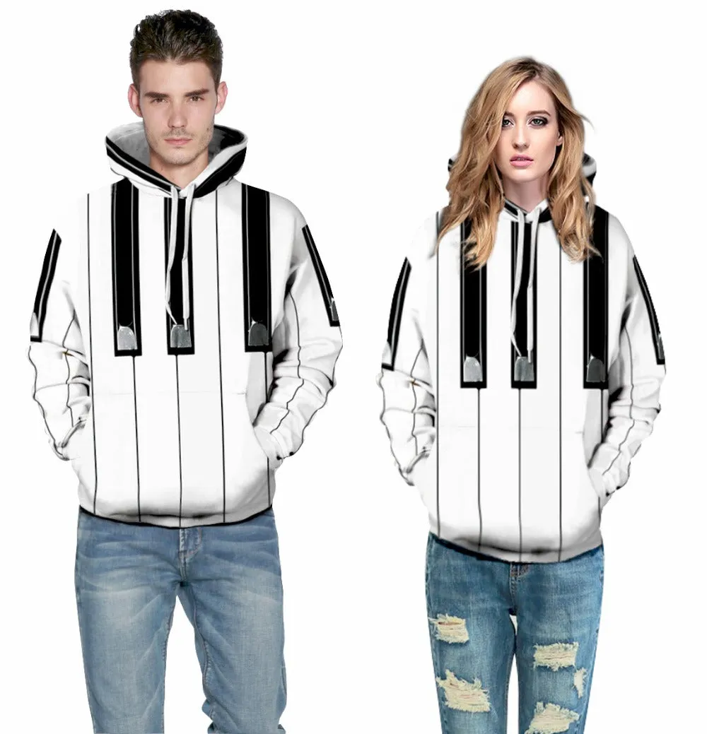 Women's 3D Piano's Keyboard Hoodie