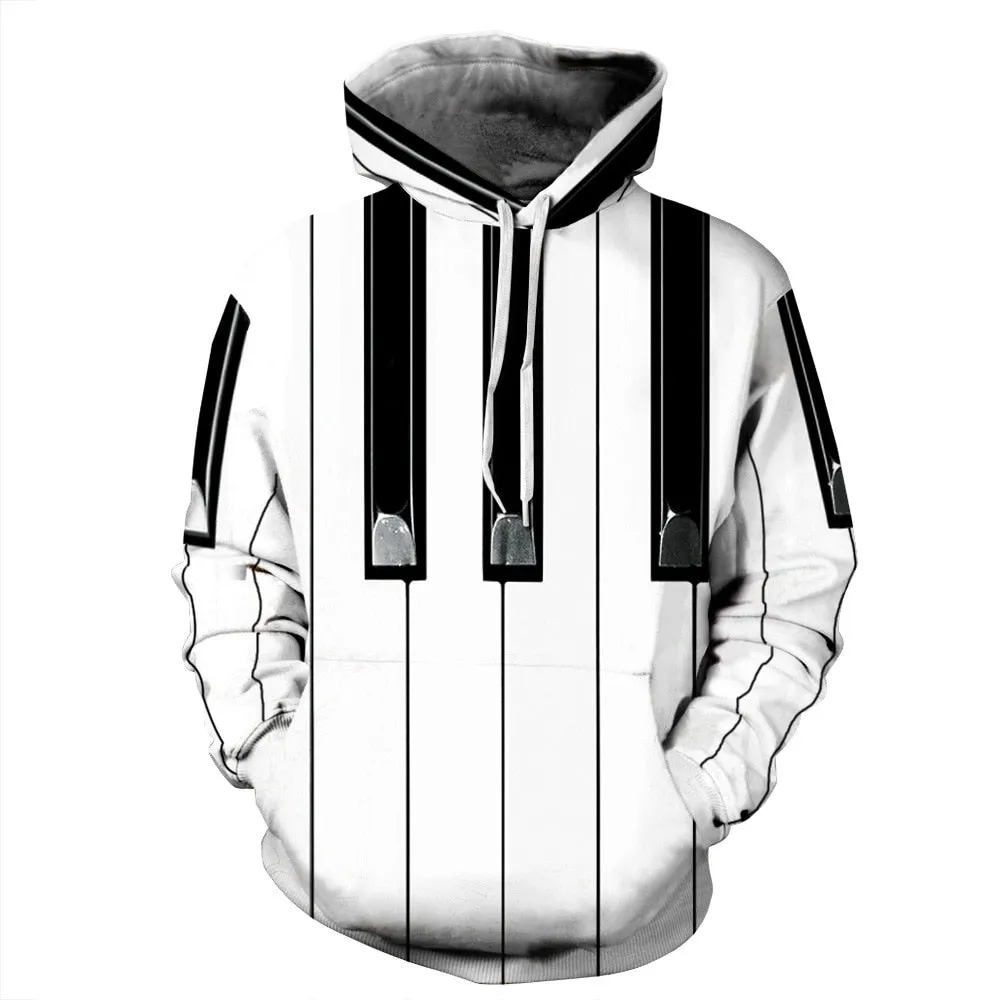 Women's 3D Piano's Keyboard Hoodie