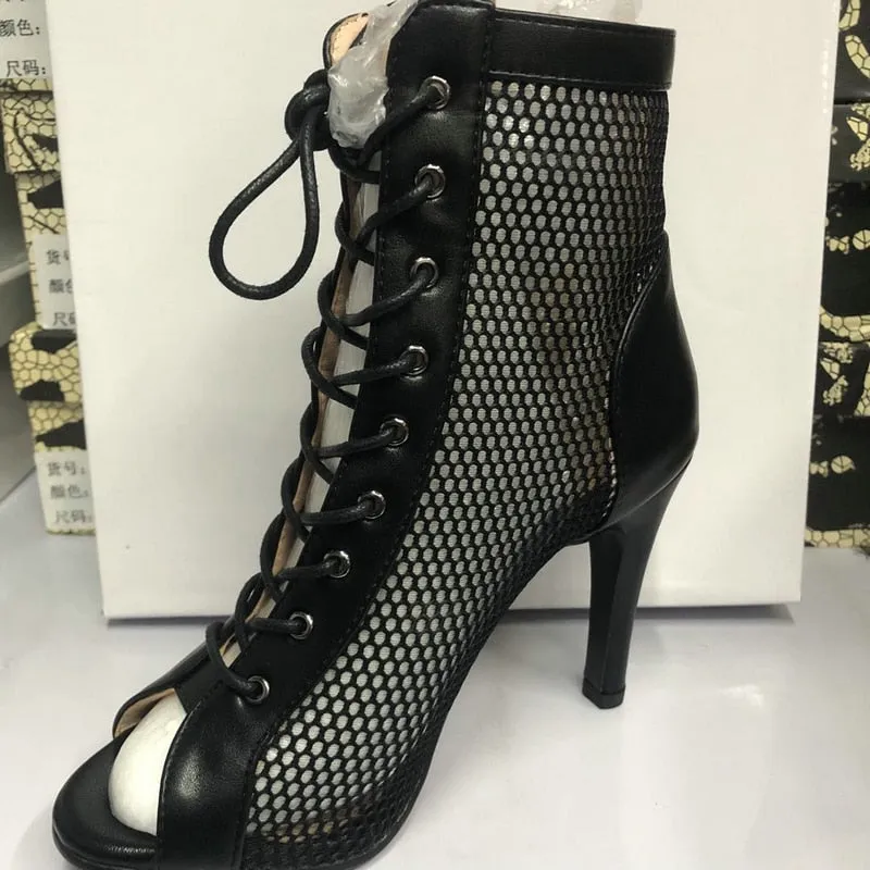 Women's Sexy Covered Black Party Indoor Dance High Heels Boots