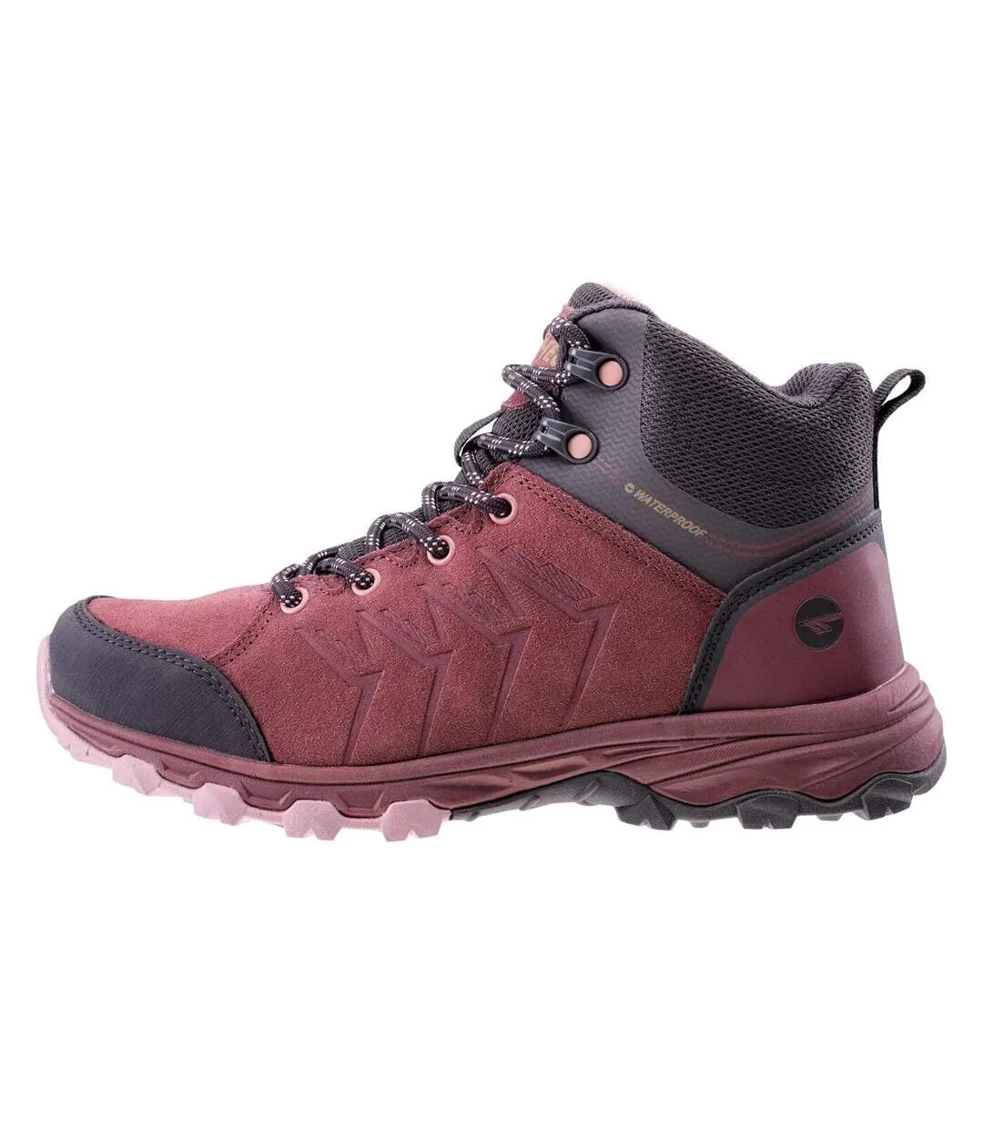 Womens/ladies helone waterproof mid cut shoes dark rose/dark grey Hi-Tec