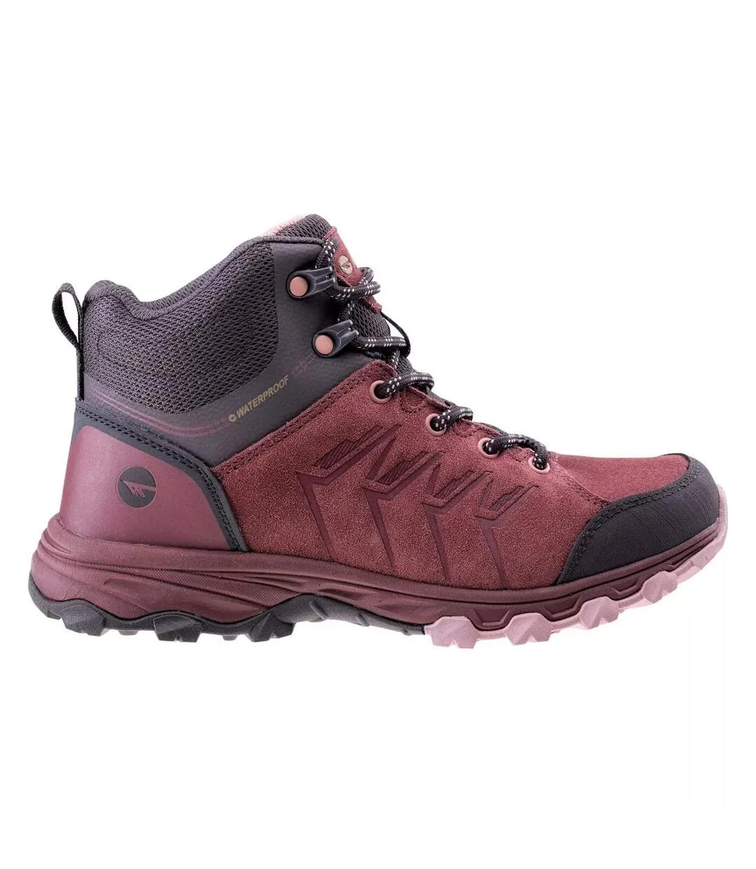 Womens/ladies helone waterproof mid cut shoes dark rose/dark grey Hi-Tec