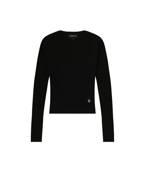 WOOALONG  |Crew Neck Street Style Long Sleeves Plain Logo