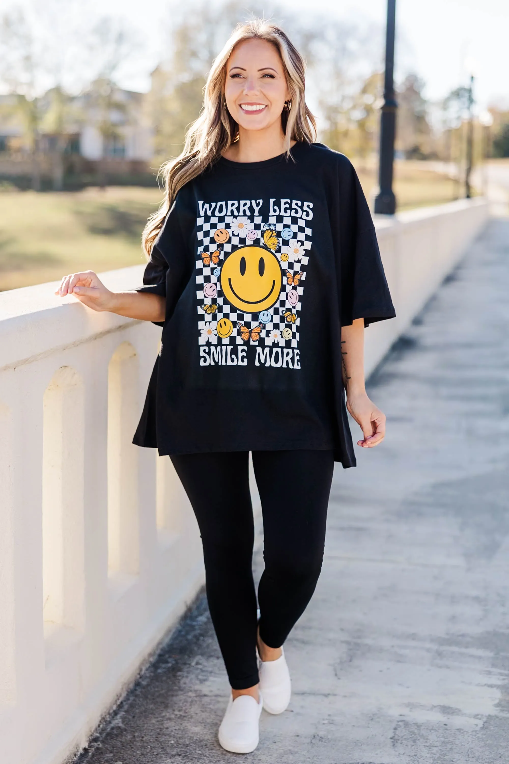 Worry No More Boyfriend Tee, Black