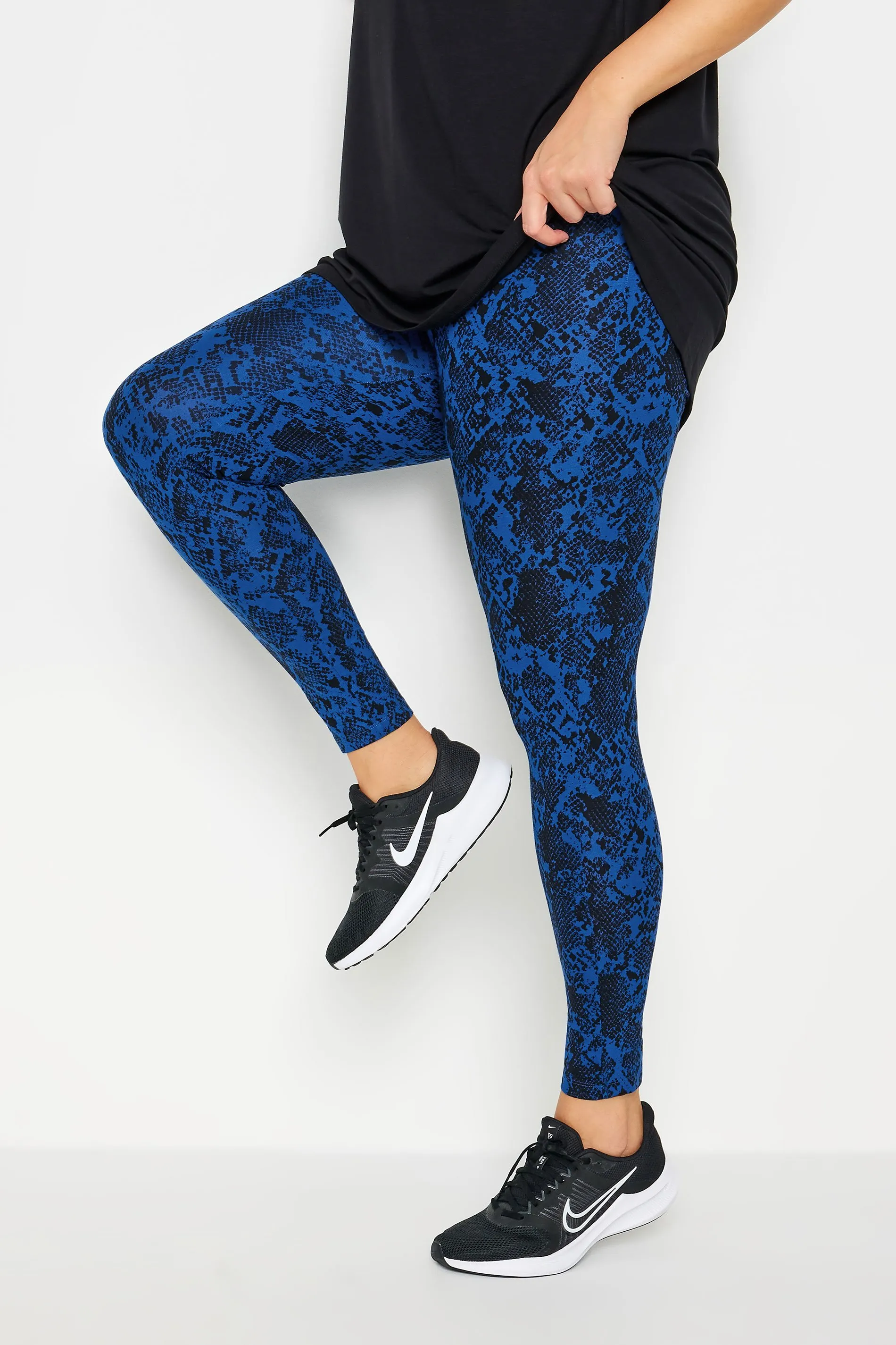 YOURS ACTIVE Curve Cobalt Blue Snake Print Leggings