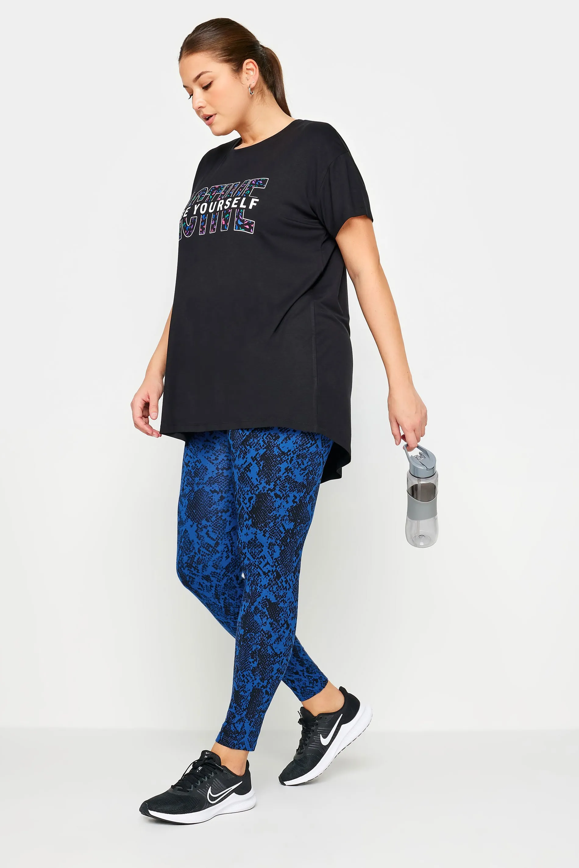 YOURS ACTIVE Curve Cobalt Blue Snake Print Leggings