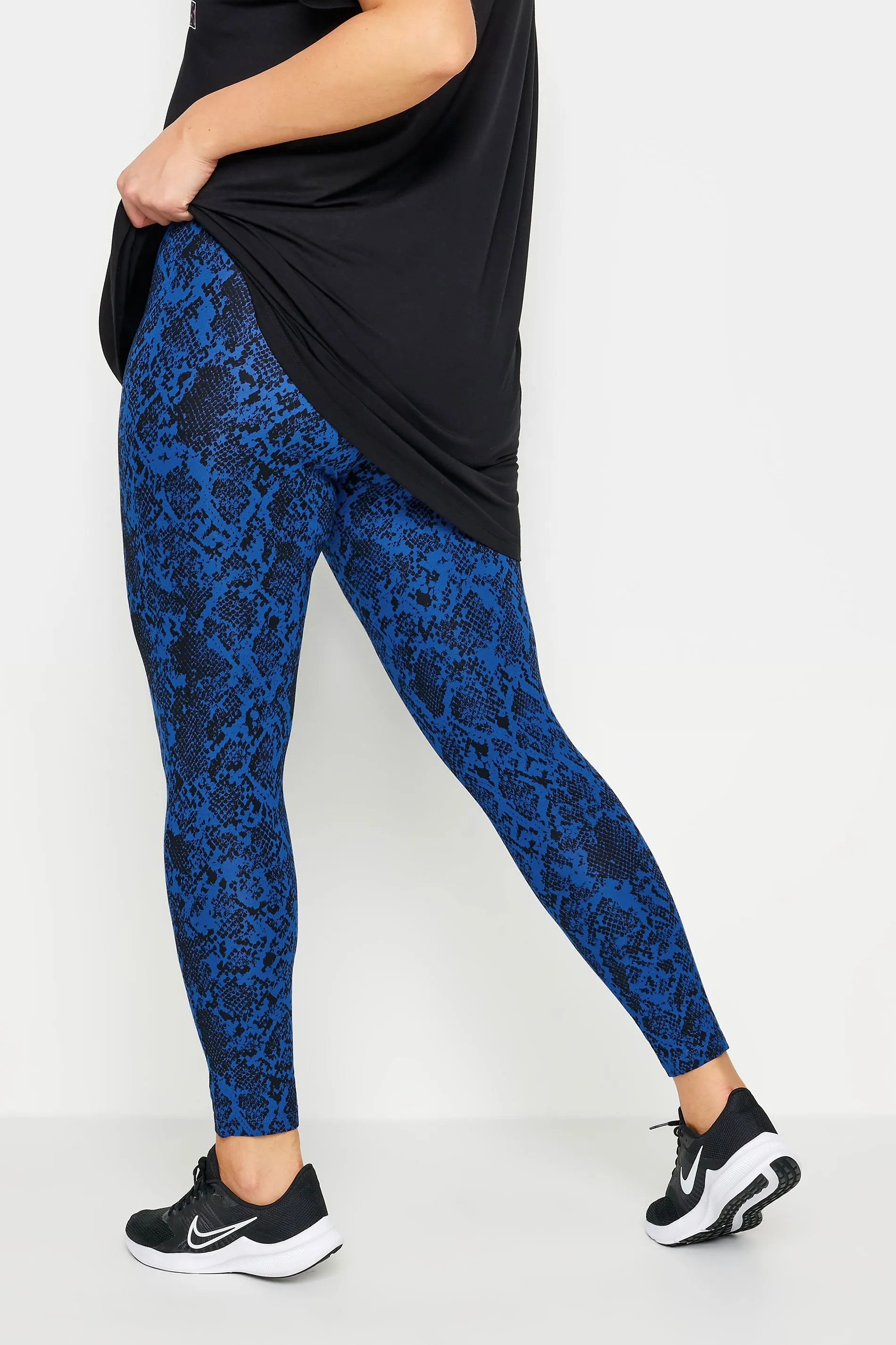 YOURS ACTIVE Curve Cobalt Blue Snake Print Leggings