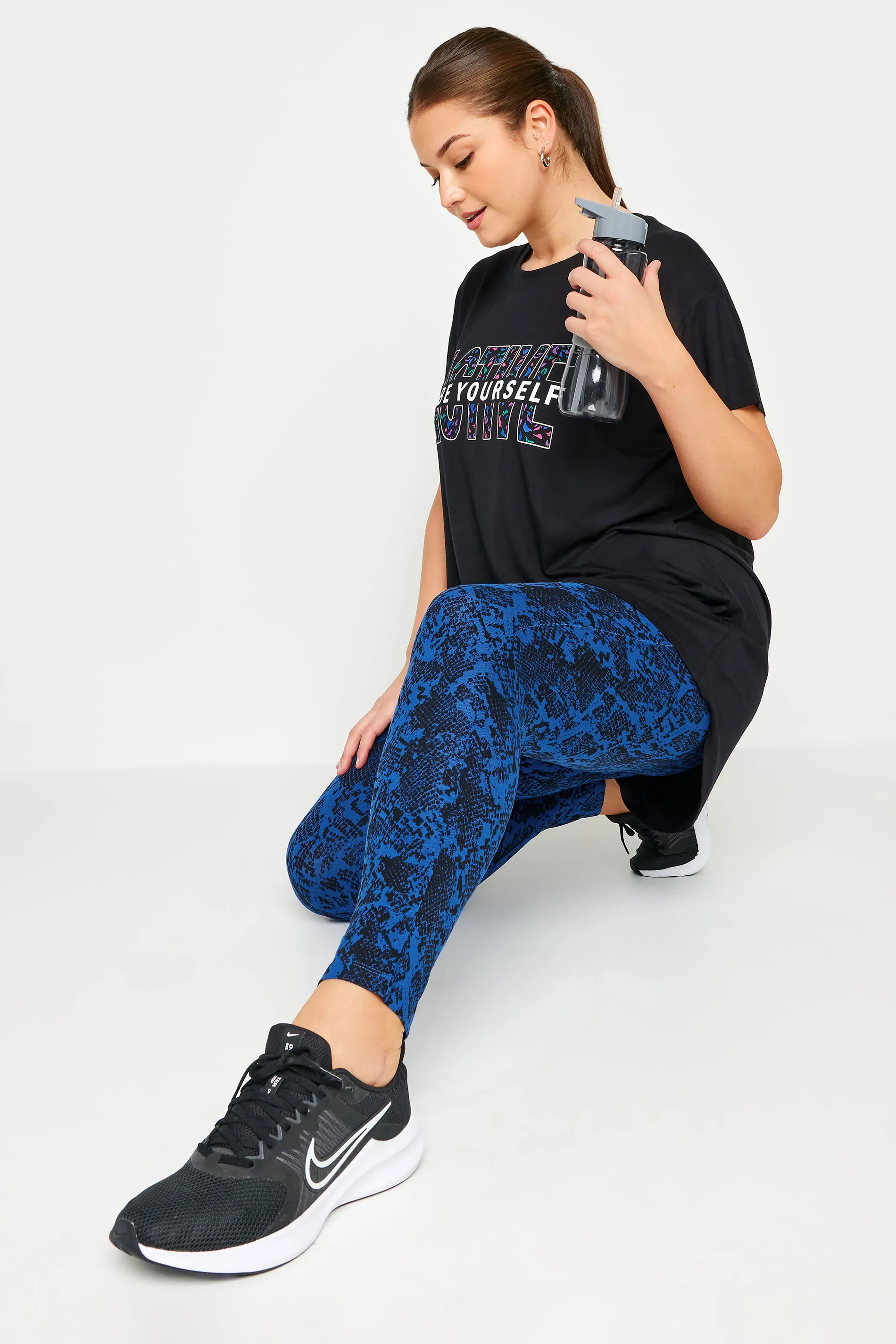 YOURS ACTIVE Curve Cobalt Blue Snake Print Leggings