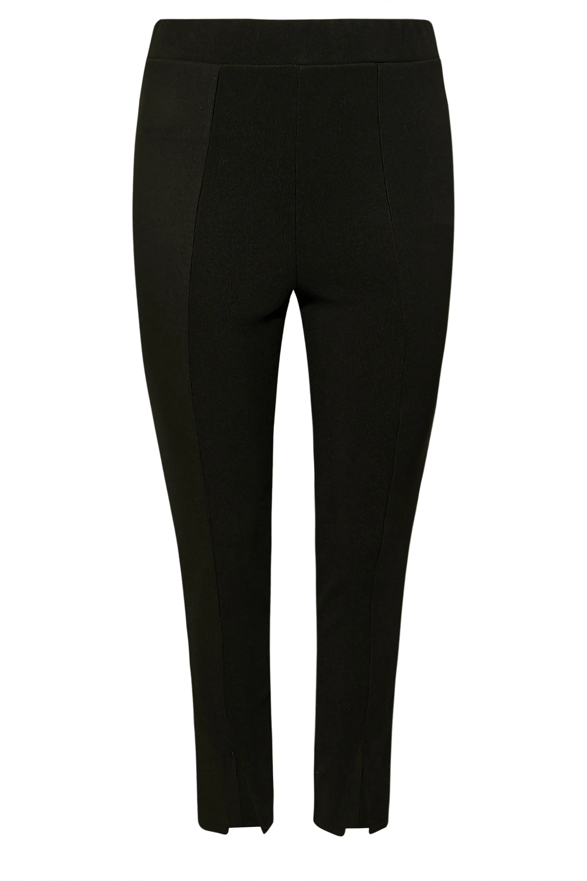 YOURS Curve Black Stretch Ribbed Split Hem Leggings