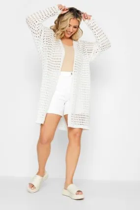 YOURS Curve White Crochet Cardigan