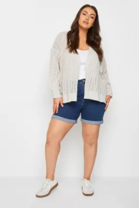 YOURS Curve White Pointelle Cardigan