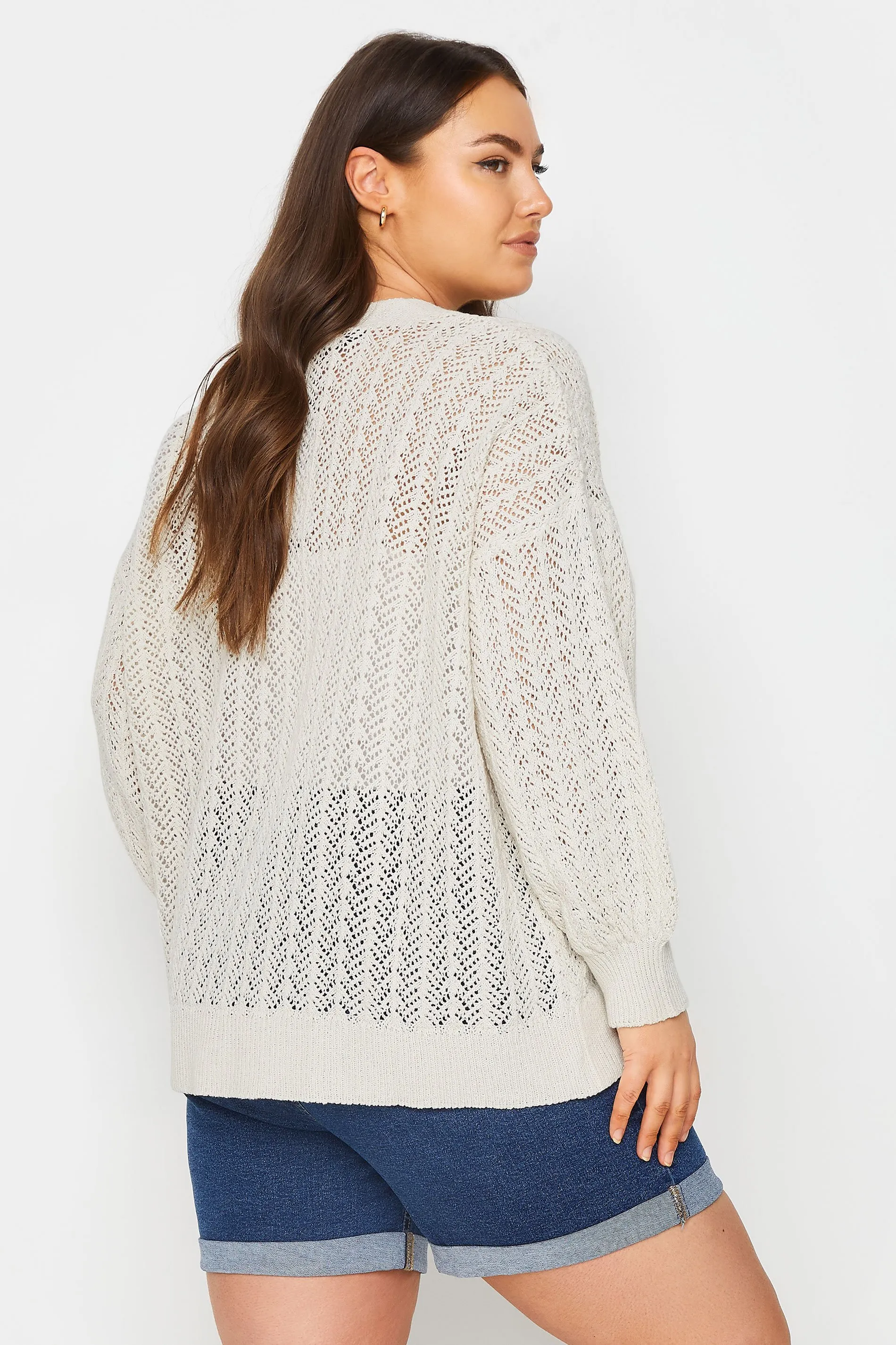 YOURS Curve White Pointelle Cardigan