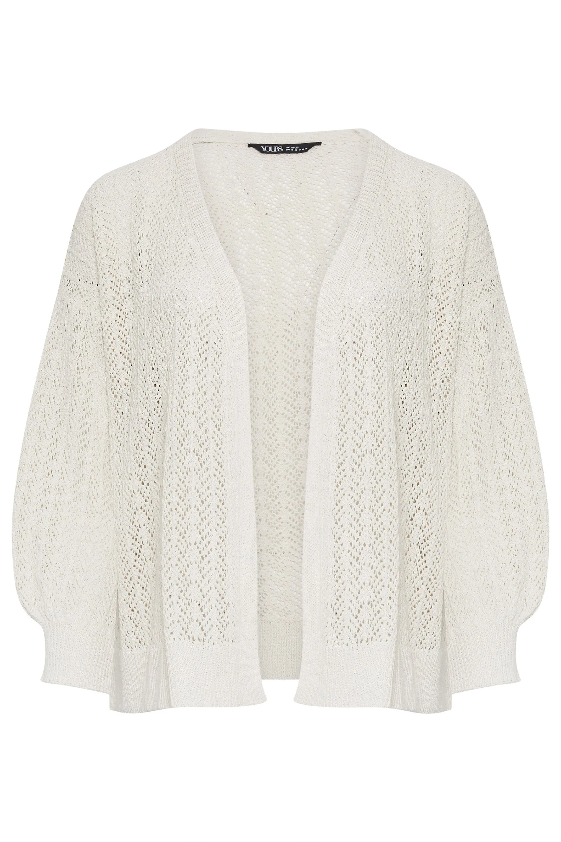 YOURS Curve White Pointelle Cardigan