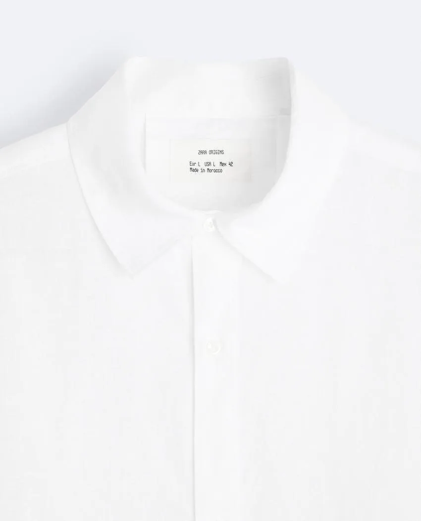 ZARA  |Linen Long Sleeves Plain Shirts